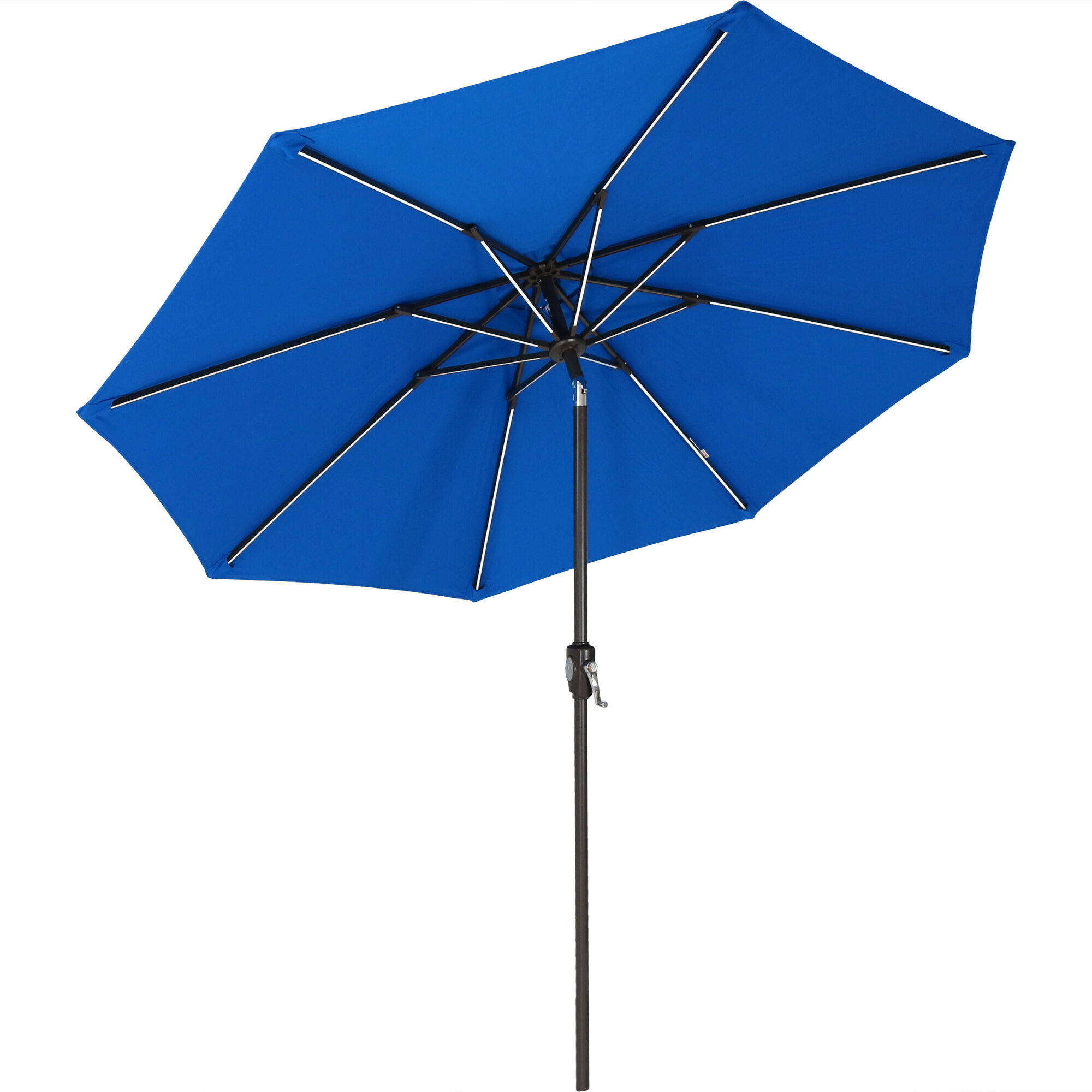 Sunnydaze Decor, 9ft. Solar LED Umbrella - Sunbrella - Pacific Blue, Canopy Diameter 8.58 ft, Shape Octagon, Model# JLP-346